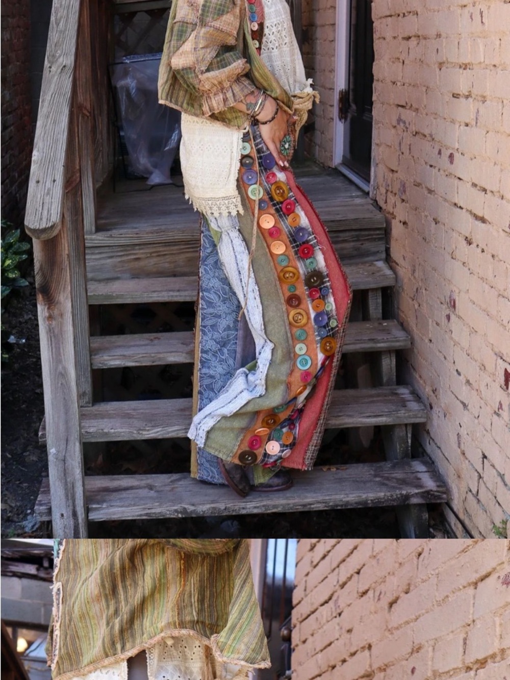 Patchwork Wide Leg Stripe Pants in Multi-Color - A Rare Bird - Picture 4 of 4